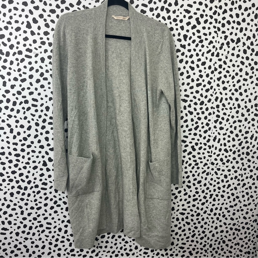 Soft Surroundings cashmere gray long cardigan sweater